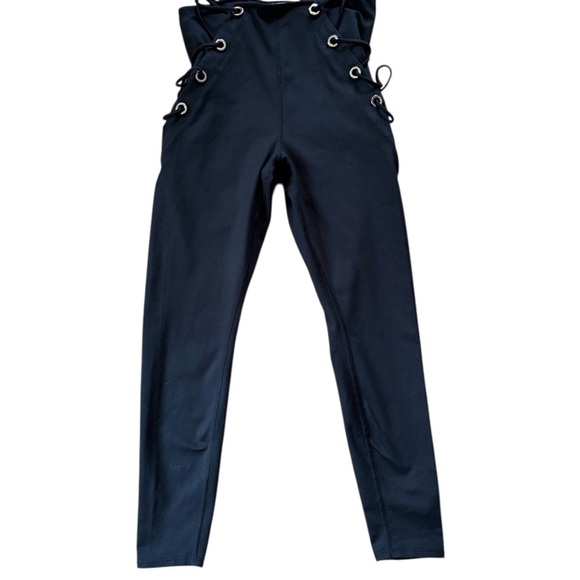 Good American High Rise Lace Up Black Leggings Size 3 10 Stretch Fitted - Picture 6 of 9